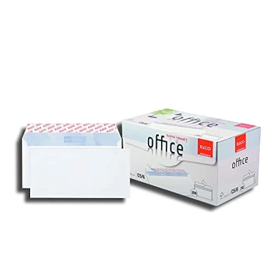 Imagen de Elco Office Sobre DIN largo 80 g / m² certificado FSC con cierre adhesivo en una caja de taller, 200 piezas, blanco