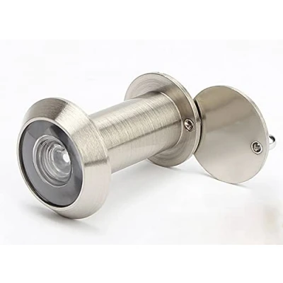 Imagen de Mirilla para puerta, gran angular, ojo de mirilla, cuerpo latón macizo y lente cristal HD, ángulo visión 220 grados, orificio perforación 14 mm diámetro, color negro
