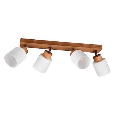 Imagen de Reality, Foco, Assam 4xE14, max.25,0 W Cristal, Blanco, Cuerpo: Madera natural, natural A:60,0cm, L:10,0cm, A:21,0cm Montaje en techo y pared,IP20,Sin bombilla