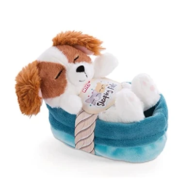 Imagen de NICI Mascotas, Suave Perro de Juguete en Cesta 12cm Sleeping Pets Cocker Spaniel, Niños y Bebés Relleno Esponjoso para Abrazar, Jugar Dormir Acogedor Animal Peluche, Color marrón (47890)