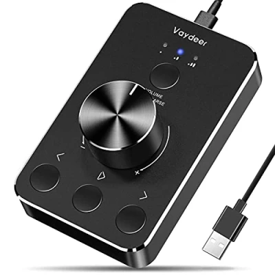 Imagen de VAYDEER Pomo de Control Volumen USB con una tecla Silencio para Ordenador, Ajuste Audio, Remoto Compatible WinXP/7/8 10/Vista/Mac/Linux