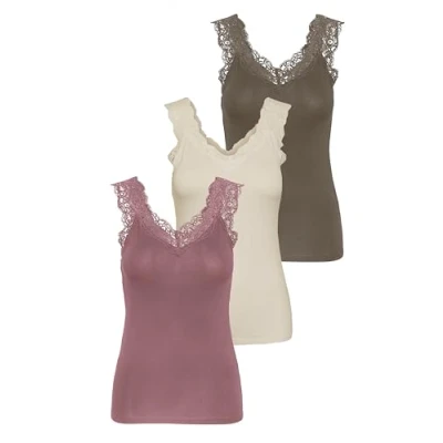 Imagen de PIECES Pcbarbera Lace Noos BC Top para Mujer, 1 Rosa Nostalgia, Abedul, Nogal, S