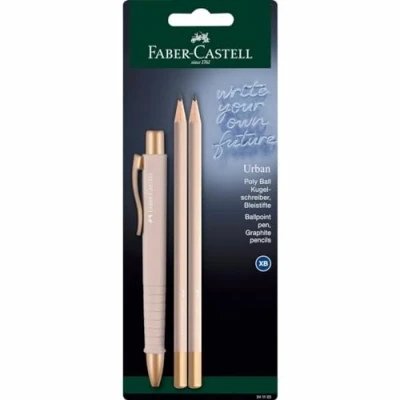 Imagen de Faber Castell 241122 Set de escritura azul cielo con bolígrafo Poly Ball Urban y 2 lápices