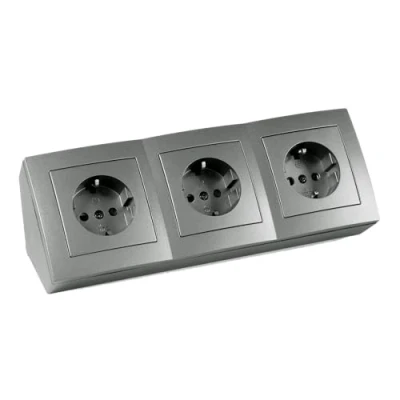 Imagen de MC POWER 1534691 Flair Bloque de enchufes para empotrar (3 contacto, cable 15 cm, 250 V /16 A, estructura, color antracita, mate, 230 V)