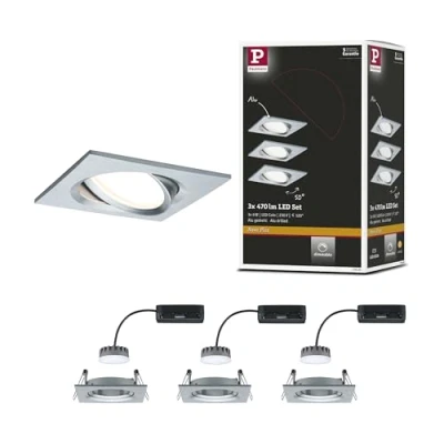 Imagen de Paulmann 93680 Luminaria empotrable LED Nova Plus, cuadrada, orientable, incl. 3x6,8 W, regulable, foco empotrable, aluminio, foco, lámpara 2700 K