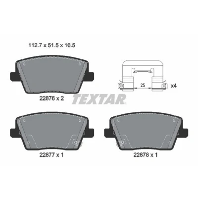 Imagen de TEXTAR 2287603 Juego de pastillas freno con avisador acústico desgaste accesorios HYUNDAI: Kona SUV