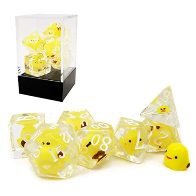 Imagen de Bescon Yellow Chicken RPG Dice Set of 7, Novelty Polyhedral Game