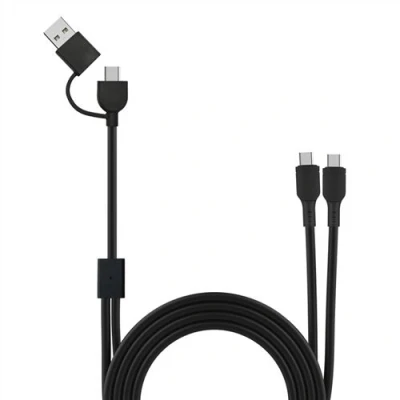 Imagen de Cable USB A C Muvit for Change MCUSC0046, +Tipo doble Tipo C, 3A, Universal, Negro
