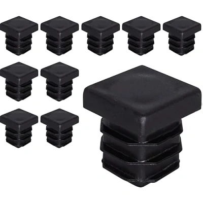 Imagen de SKIR&#039;CO 10 tapones cuadrados de plástico 18 x mm, tapas tubo mate, insertos cuadrados, para postes valla, color negro RAL 9005