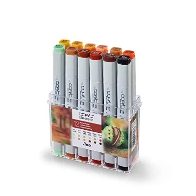 Imagen de COPIC Classic Set «Autumn Colours», de 12 piezas en expositor acrílico, Rotulador doble con punta media y fina