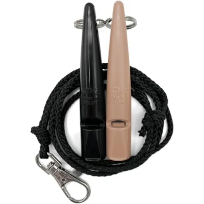 Imagen de ACME Silbato para perros n.º 211,5 con banda de silbato, en paquete doble, 2 silbatos cintas, ideal la devolución llamada ruidoso y largo alcance (negro + turrón)