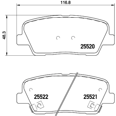 Imagen de HELLA 8DB 355 020 101 Juego de pastillas freno con avisador acústico desgaste accesorios KIA: SORENTO 1, 2, Stinger Hatchback