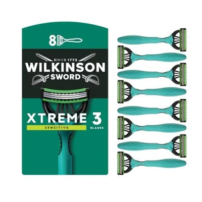 Imagen de Wilkinson Sword Xtreme 3 Sensitive Maquinillas de afeitar desechables para hombre pieles sensibles Pack 8 unidades