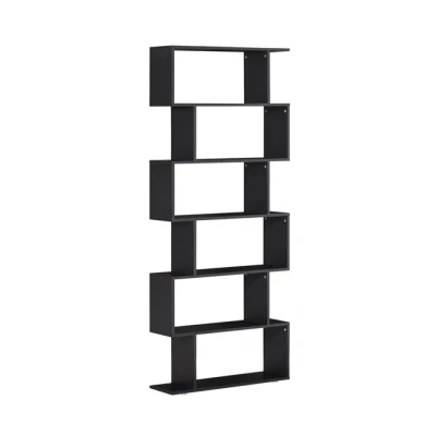 Imagen de HOMCOM Estanteria Libreria 6 Estantes Madera Forma S 80x24x191 cm Color Negro
