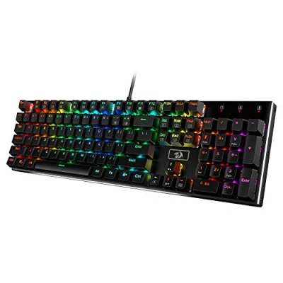 Imagen de Redragon K556 RGB LED Teclado mecánico para juegos con cable retroiluminado, Base de aluminio, 104 teclas estándar