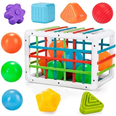Imagen de LZDMY Juguetes Bebes 6 12 Meses, Cubo Montessori 1 Años con Bloques Sensoriales Pelotas, Desarrollar Motricidad, Juego Clasificación de Formas, Regalos Bebé Niños Cumpleaños Reyes Magos Navidad
