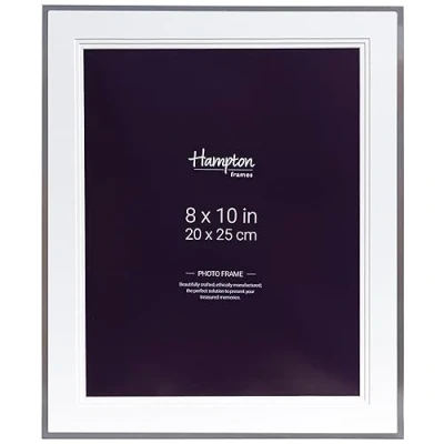 Imagen de Hampton Frames MARBELLA MARB10M80S Marco de fotos plateado elegante con soporte, 20 x 25 cm, cristal