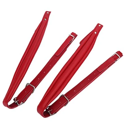Imagen de Correas de acordeón, hombro acordeón cuero PU ajustables Resistencia al desgaste suave ajustable para 16 120 acordeones bajos (blanco, rojo, café, negro)(rojo) Acordeon