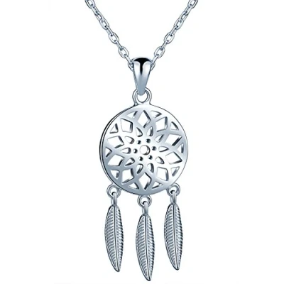 Imagen de Infinite U Collar extensible de plata ley 925 con colgante pluma tribal atrapasueños
