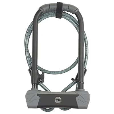 Imagen de Yale YUL3C/14/230/1 Maximum Defendor U Cerradura de Seguridad para Bicicleta en (con Cable, Color Dorado/Negro)