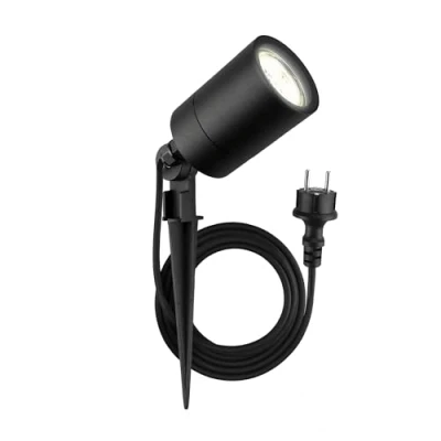 Imagen de Ledvion Foco LED de jardín aluminio, IP65, casquillo GU10, cable 2 m con enchufe, color negro