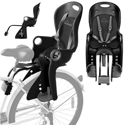 Imagen de Campela Silla Bebe Bicicleta, Asiento Trasero Bicicleta Infantil 2 en 1 para Bastidor o Cuadro, portabebe Modelo CA0060BLK