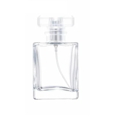 Imagen de Zénitude Glassworks Botella de perfume vacía vidrio 50 ml, atomizador rectangular (plata)