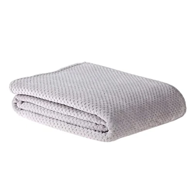 Imagen de Sleepdown Manta de Forro Polar Lujo, Color Gris Plateado, Supersuave, cálida, acogedora, Nido Abeja 150 cm x 200