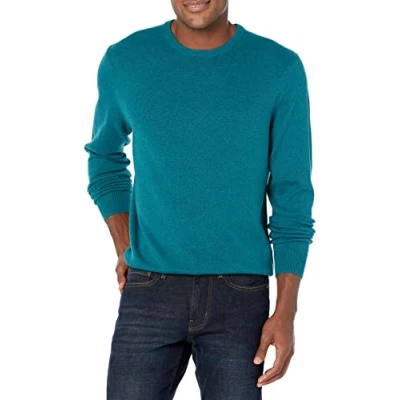 Imagen de Amazon Essentials Jersey de cuello redondo (Disponible en Tallas Grandes) Hombre, Cian Mezcla, M