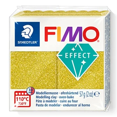 Imagen de STAEDTLER 8010 112 FIMO Effect Arcilla polimérica para modelar de secado al horno, color oro purpurina (pastilla 57 g.)