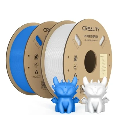 Imagen de Creality Official Hyper Pla Filament Blanco+Azul 2kg, Filamento de Impresora 3D para Impresión Alta Velocidad, Suave, Rendimiento Voladizo Precisión Dimensional +/ 0.03mm, 2 Rollos
