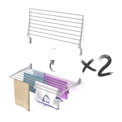 Imagen de foxydry Fold, tendedero de Pared Plegable, Ropa Plegable y retráctil para Interiores Exteriores, Aluminio Acero 100x50x57 cm (2X, 100 cm)