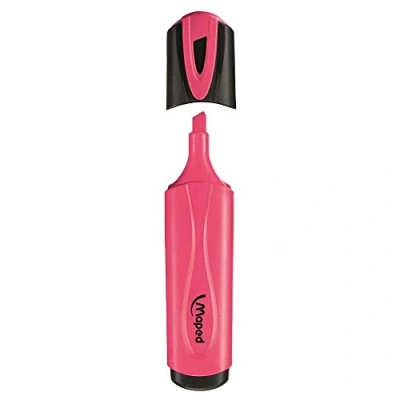 Imagen de Maped Pack de Subrayadores Subrayador Classic 12 Color Rosa Diseño con Punta Biselada Trazo 1 a 5 mm Tapón Presión Ideal para clase o oficina