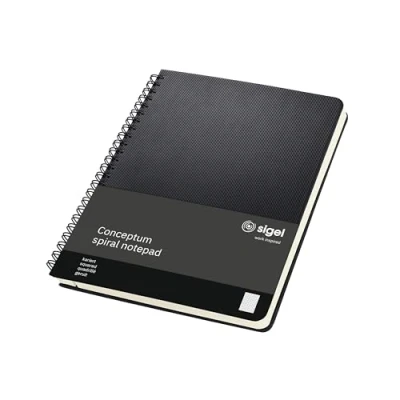 Imagen de SIGEL CO822 Cuaderno espiral, 17.4 x 21.4 cm, cuadriculado, Hardcover, negro, Conceptum