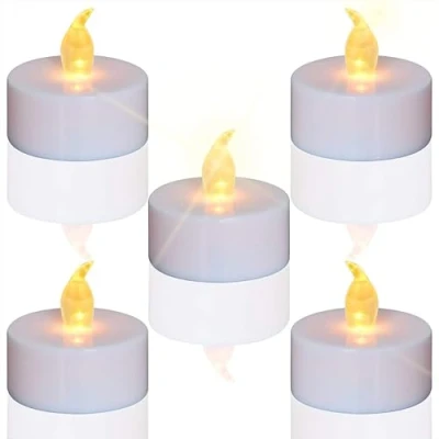Imagen de TEECOO 24 LED velas CR2032 Pilas sin Llama,Velas de té,Velas LED,Velas parpadeantes Artificiales realistas a con luz Amarilla cálida,24pcs