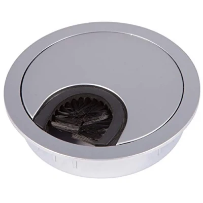 Imagen de SOTECH 2 piezas Pasacables metal cromado mate Perforación Ø 68 mm Escritorio con sello de polvo