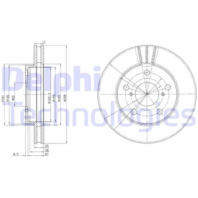 Imagen de DELPHI BG3355 Disco de freno 258 25 5 ventilado aceitado sin procesar cojinete rueda, anillo sensor ABS TOYOTA: MR2 II Coupé