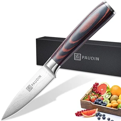 Imagen de PAUDIN 9 cm Cuchillo para Verduras, afilado Pelar Frutas de Cocina Mango Ergonómico Acero Inoxidable Alemán con Hoja Afilada