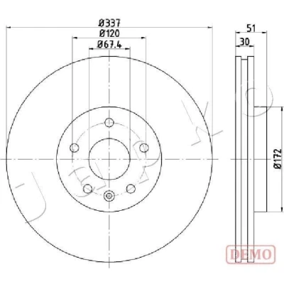 Imagen de JAPKO Disco de freno VOLVO: S80 II, XC70 II Familiar, V60 I Eje trasero 11mm 5 macizo barnizado 610323C 13579153,569081,13576781,30769059,31471746