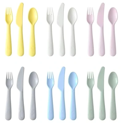 Imagen de IKEA Juego de cubiertos para bebés/niños pequeños, pastel, sin BPA, 18 piezas