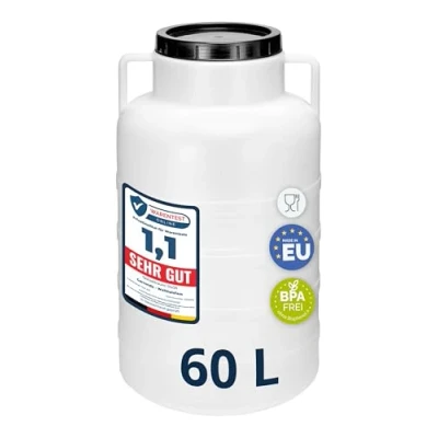 Imagen de Garronda 60 litros Barril alimentario, depósito de Agua, Boca Ancha en HDPE y sin BPA, tonel jardín, contenedor Alimentos para Animales, Universal GD 0078 (Twist Off, Blanco)
