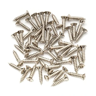 Imagen de Musiclily Ultra 3x12mm Tornillos Golpeador de Acero inoxidable Pickguard Screws para Guitarra Eléctrica Fender Strat Tele Bajo, Níquel (50 Piezas)