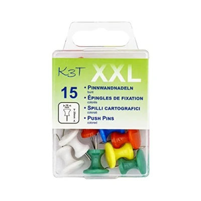 Imagen de K3T 48354 Agujas para tablón de anuncios (tamaño XXL, 15 unidades), multicolor