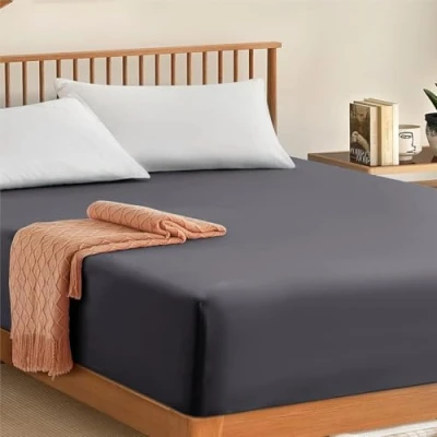 Imagen de My Home Store sábana bajera ajustable 100% algodón egipcio de 300 hilos, calidad hotelera, 30 cm, (carbón, tamaño Super King)