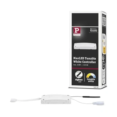 Imagen de Paulmann Smarthome ZigBee MaxLED Controller Ajustable máx. 144 W 24 V CC Conmutador 50046, Compatible con Amazon Echo Plus, Blanco, Gris, 3.8 x 9.5 2.8 cm