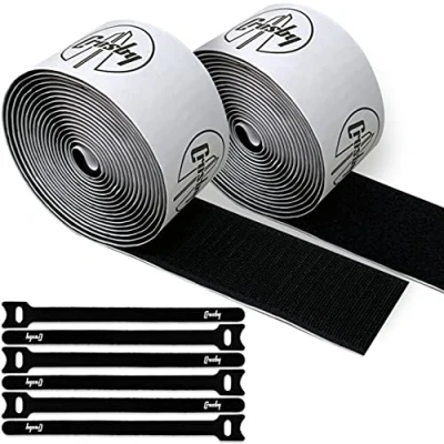 Imagen de Crosby Pedalboard Grip Kit 3 metros de tarea pesada gancho y bucle más 6 bridas reutilizables para sistemas montaje pedales guitarra o bajo gestión cables