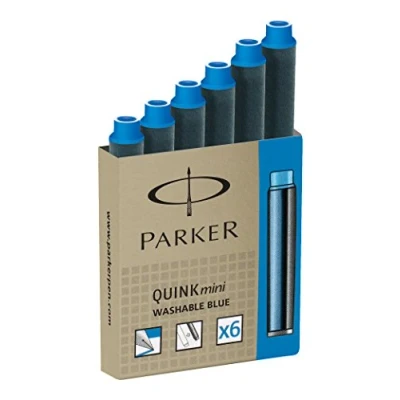 Imagen de Parker QUINK recambios para plumas estilográficas cartuchos cortos tinta azul paquete de 6