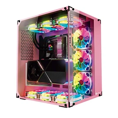 Imagen de TALIUS Gaming Cronos Orchid. Caja PC Gamer Ventiladores ARGB, de Juego Torre ATX crital Templado.… (Rosa)