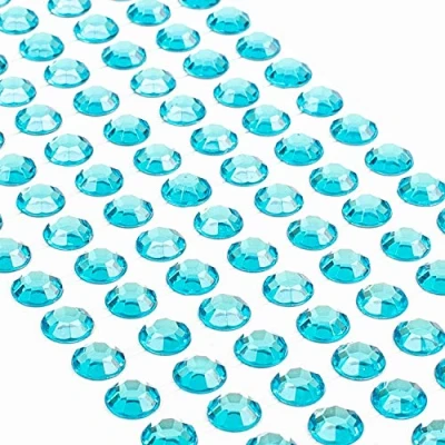 Imagen de Movoja Diamantes de imitación redondos y brillantes, autoadhesivos, para decorar hacer manualidades, 147 unidades, 10 mm diámetro, color azul