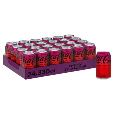 Imagen de Coca Cola Zero, Refresco de sin Azúcar Sabor Cherry Pack 24 latas 330 ml